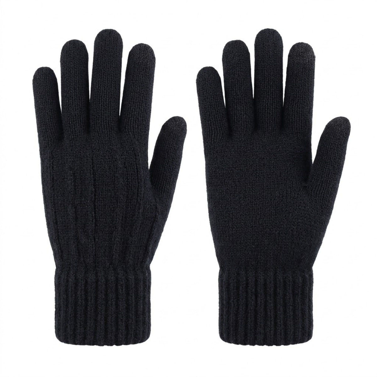 Knit Winter Gloves with Ribbed Cuffs 7.8 x 3.3in