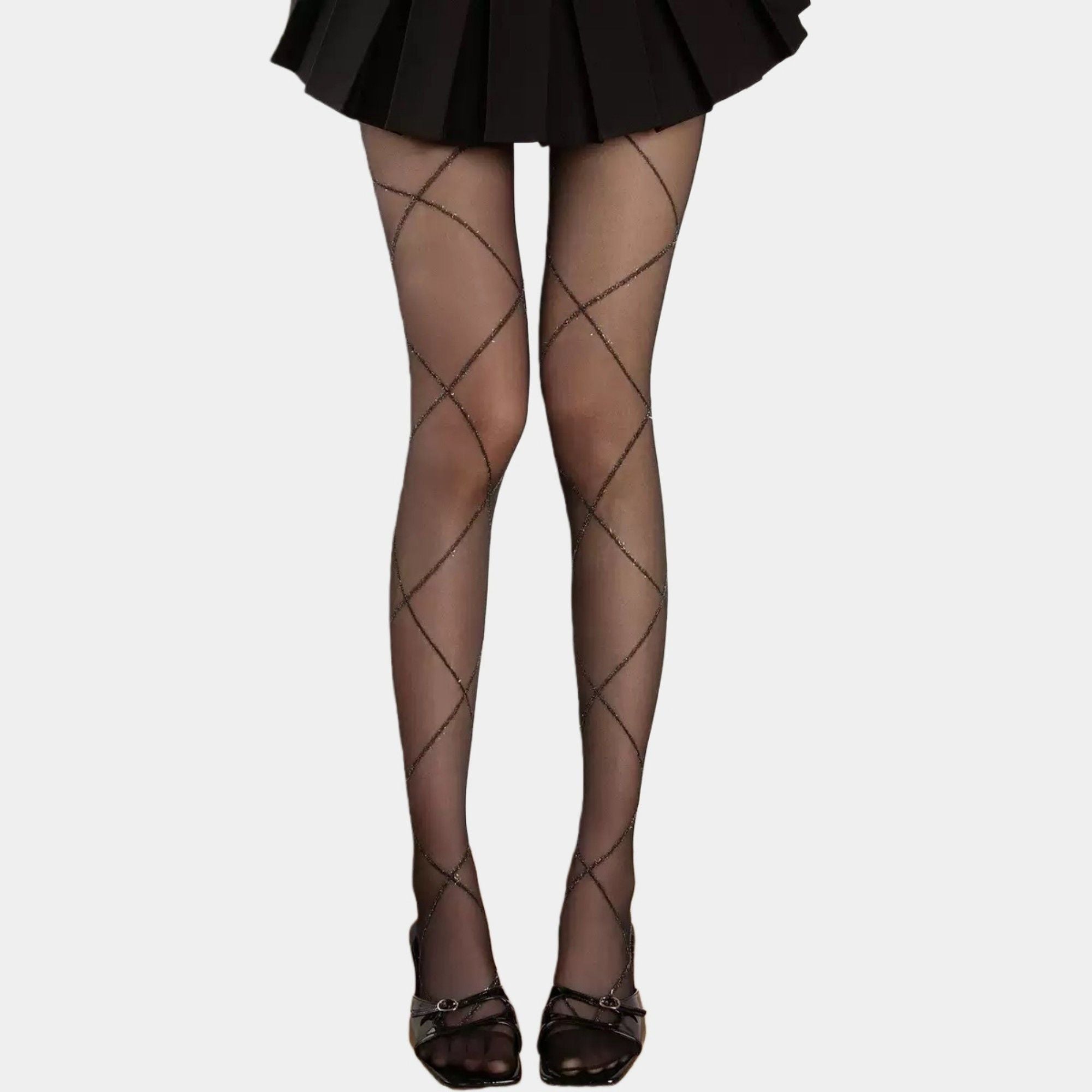 Anna-Kaci Crisscross Pattern Sheer Tights with Soft Stretch Fit and Delicate Allover Line Design for Stylish Everyday Legwear