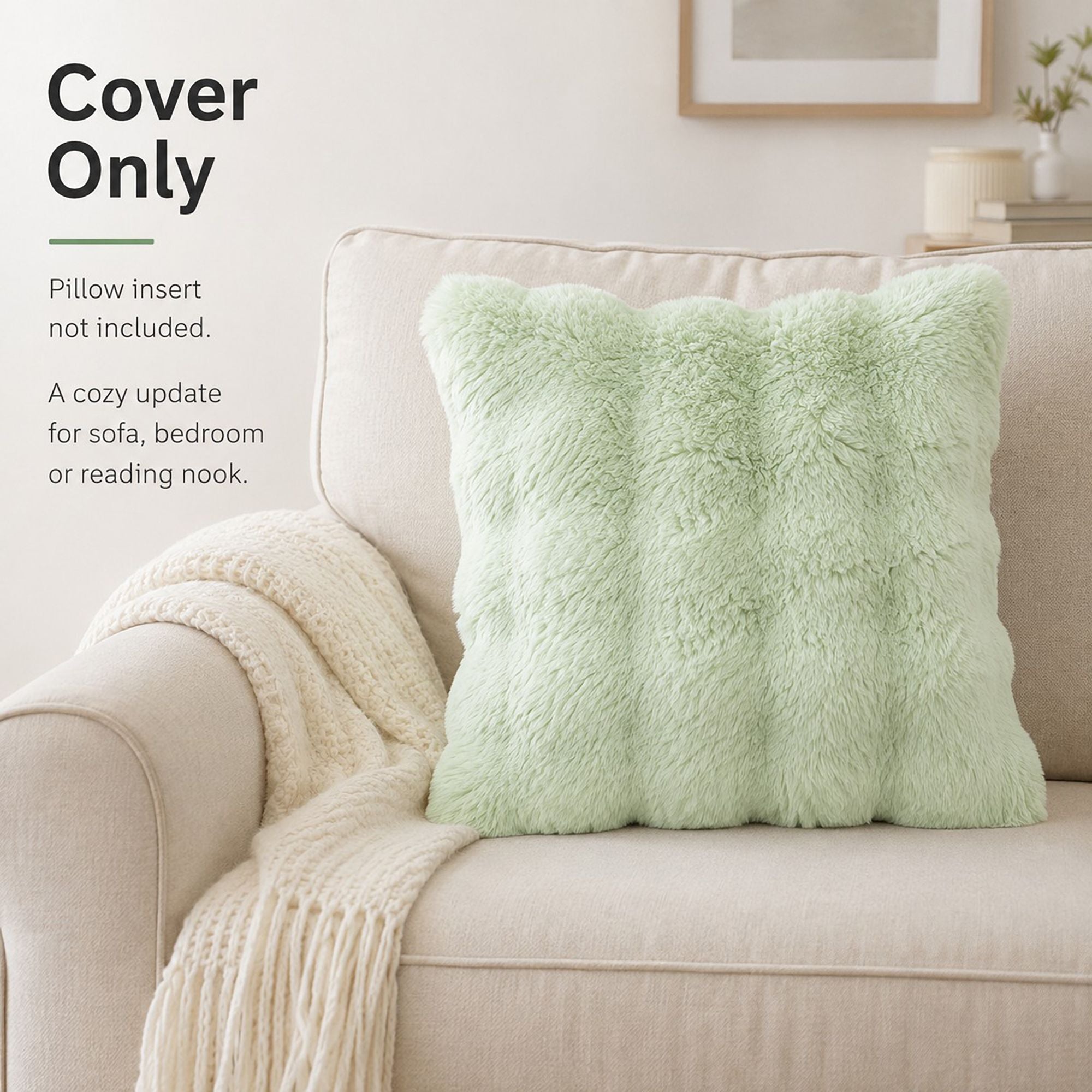 Plush Shaggy Decorative Throw Pillow Cover Soft Accent Cushion Cover for Sofa Bed