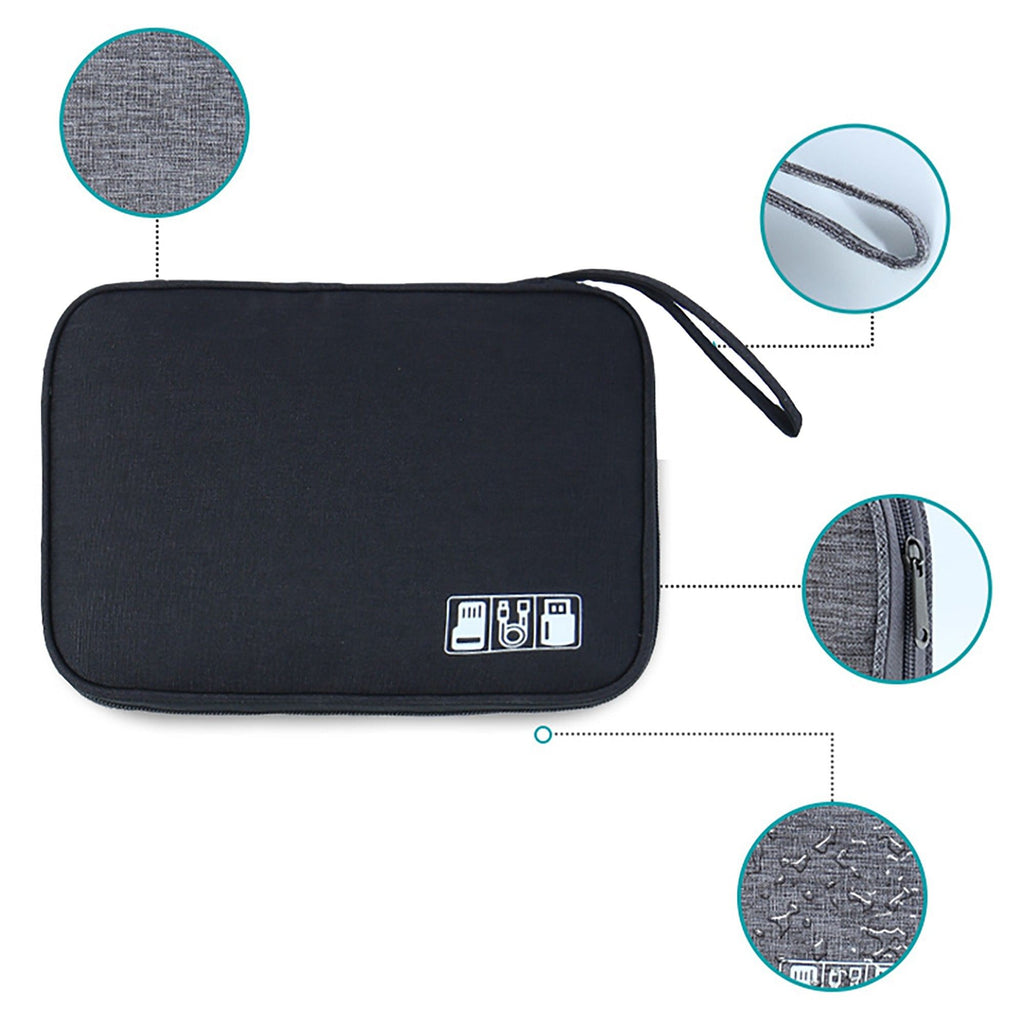 Electronic Organizer Case with Zipper Closure Cable Storage Pouch Portable Travel Tech Accessories Organizer Bag