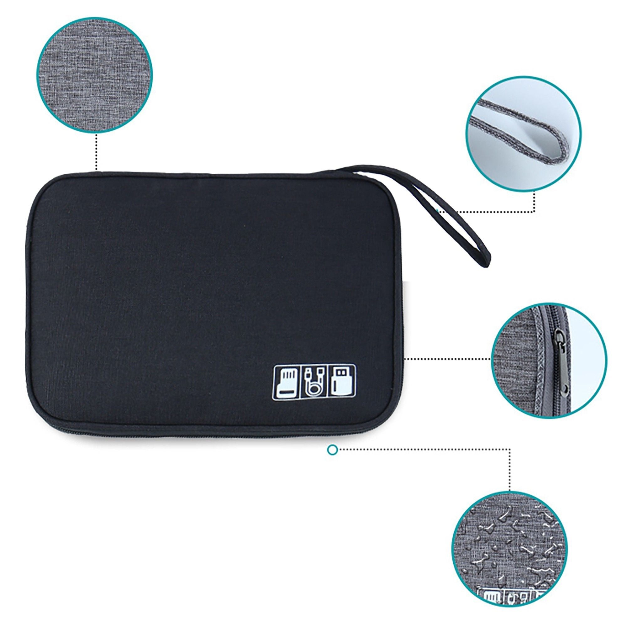 Electronic Organizer Case with Zipper Closure Cable Storage Pouch Portable Travel Tech Accessories Organizer Bag