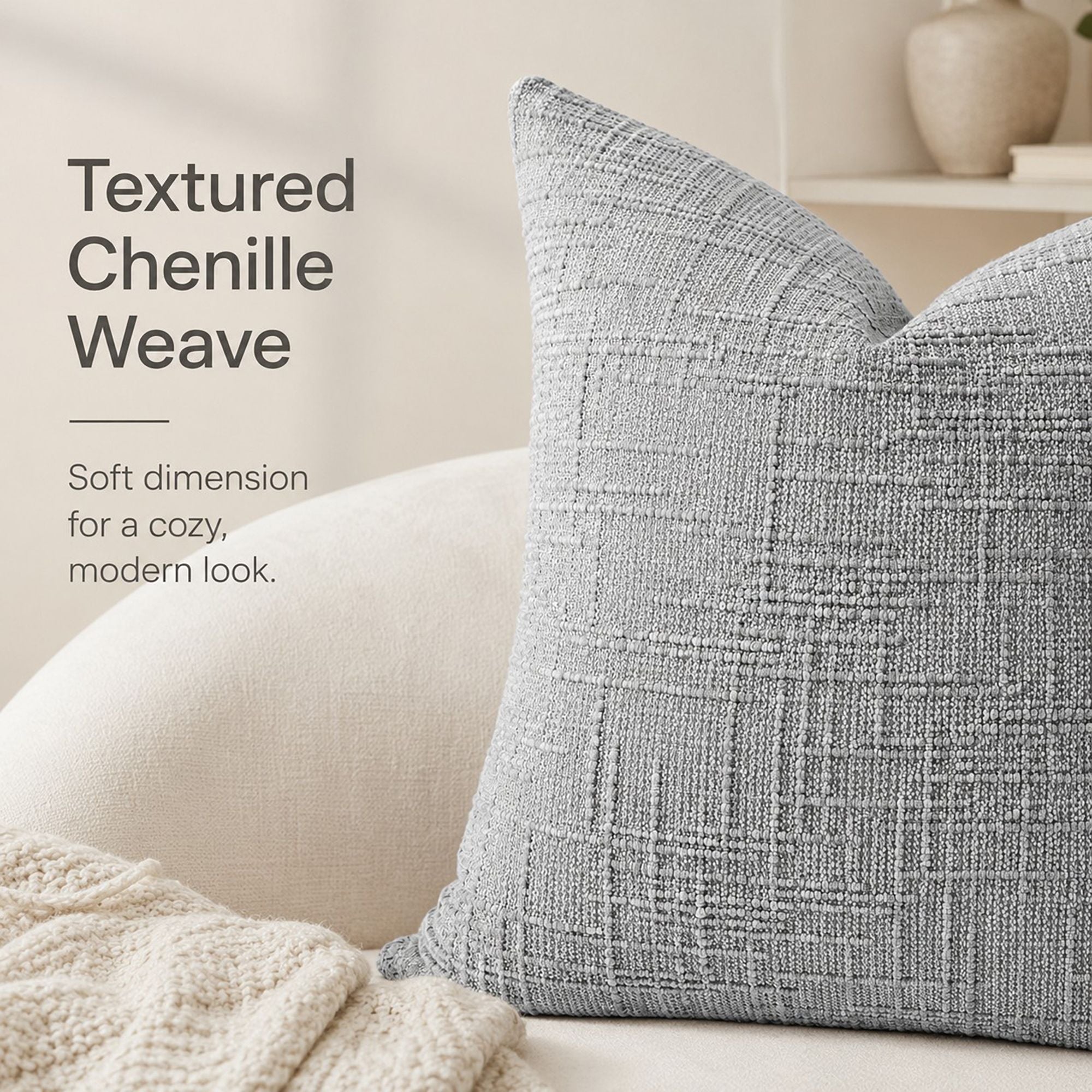 Textured Geometric Decorative Throw Pillow Cover Soft Accent Cushion Cover for Sofa Bed