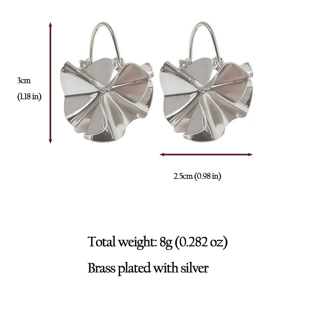 Anna-Kaci Women's Artistic Pleated Drop Earrings - Brass Statement Earrings