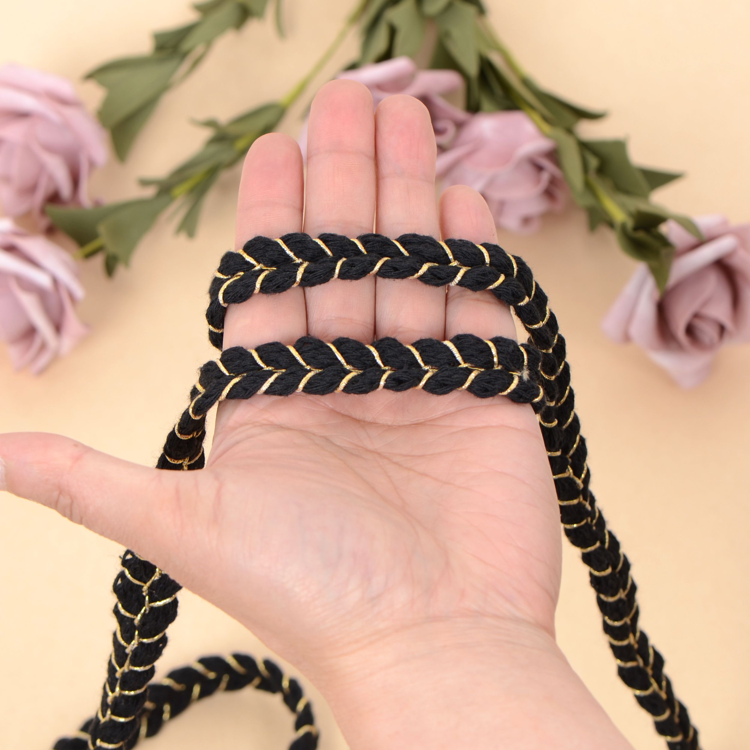 Sewing Braid Trim, 11 Yards 0.6 Inch Twisted Cotton Cord Trim, Handmade DIY Craft Embellishment Costume Garment Decor Accessory