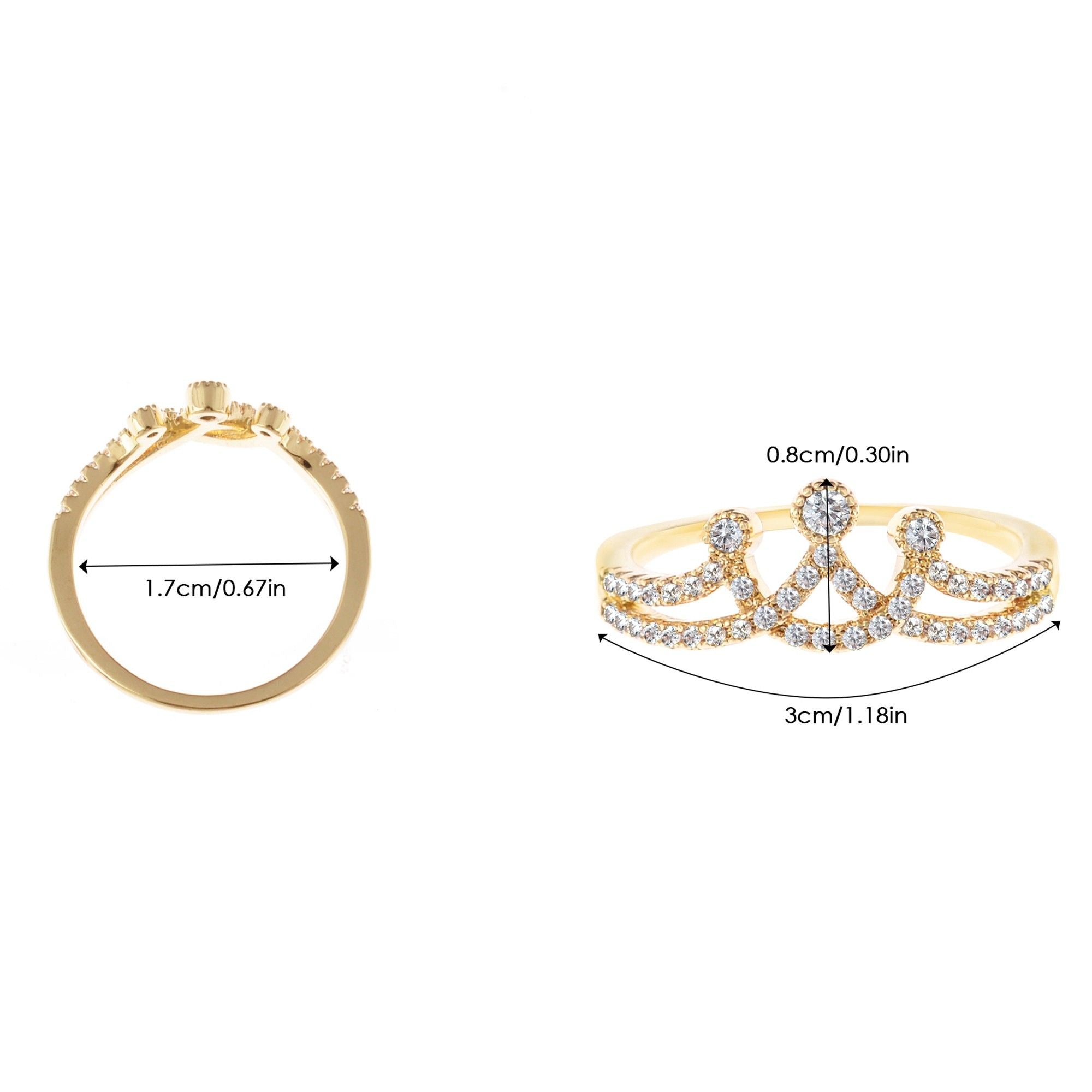 Elegant Crown and Geometric Rings for Women Sparkling Crystal Statement Band Fashion Jewelry for Daily Wear