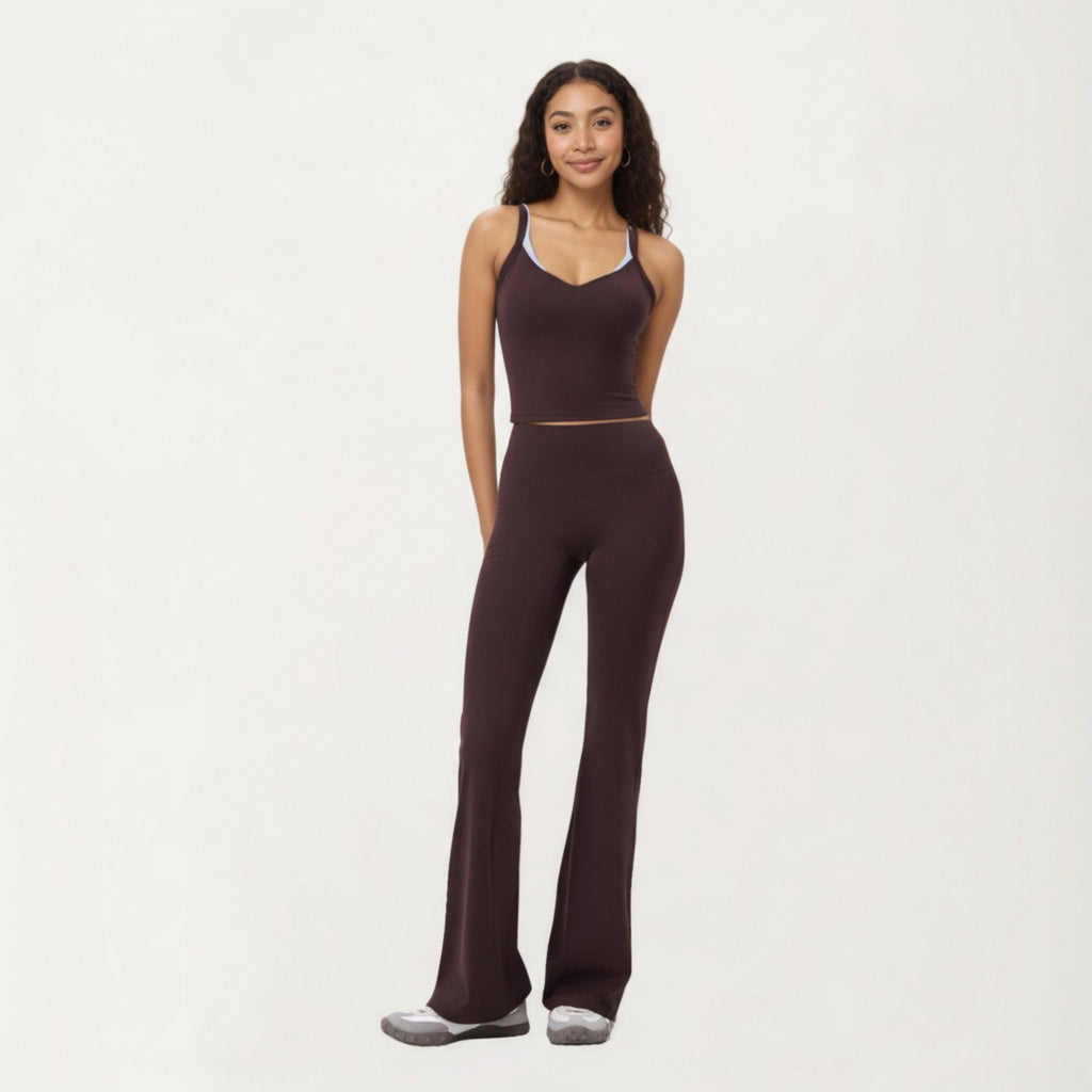 Anna-Kaci Active Women's High Waist Flare Sweatpants with Seamless Stretch Fit