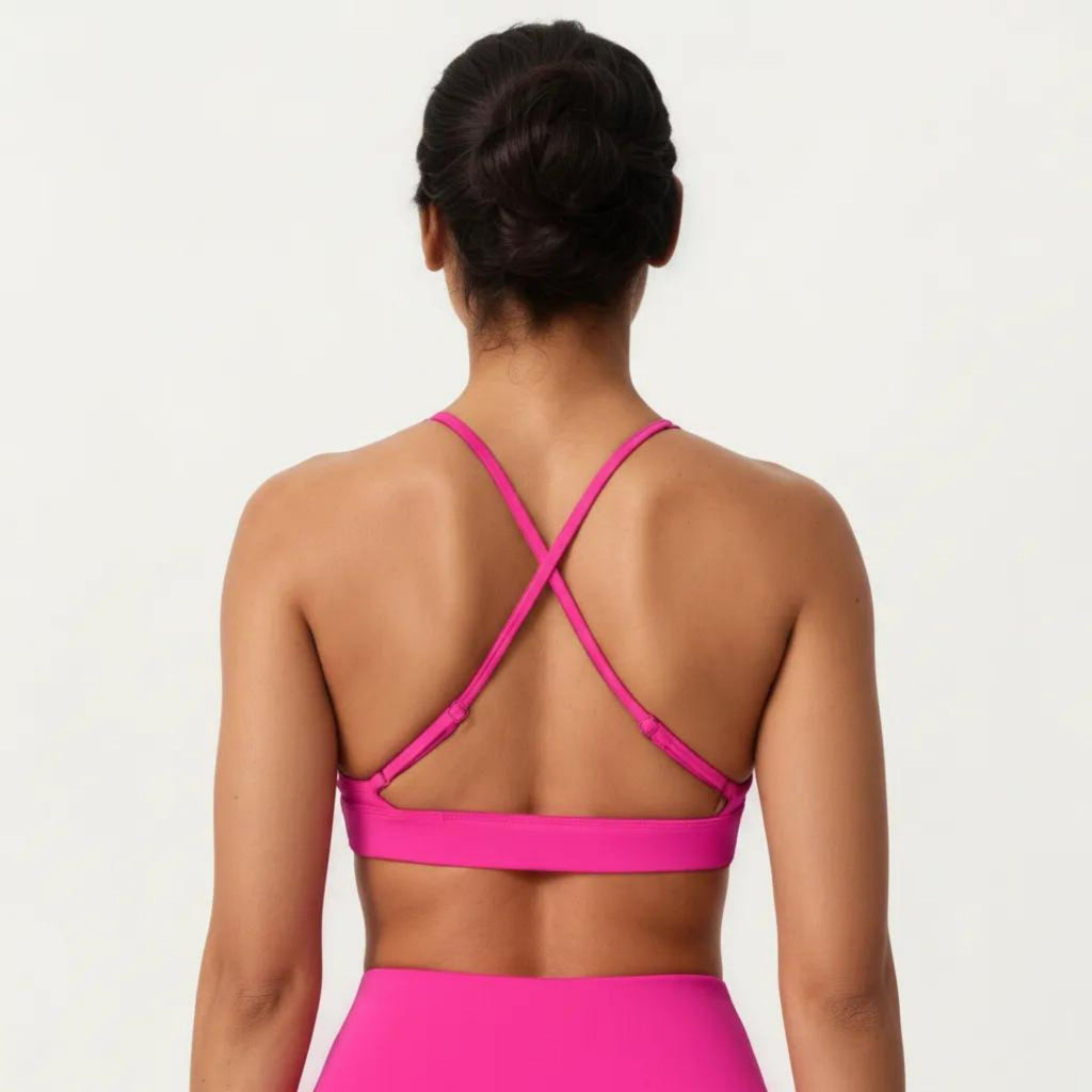 Anna-Kaci Active Women's Triangle Sports Bra with Adjustable Cross Back Straps and Smooth Band