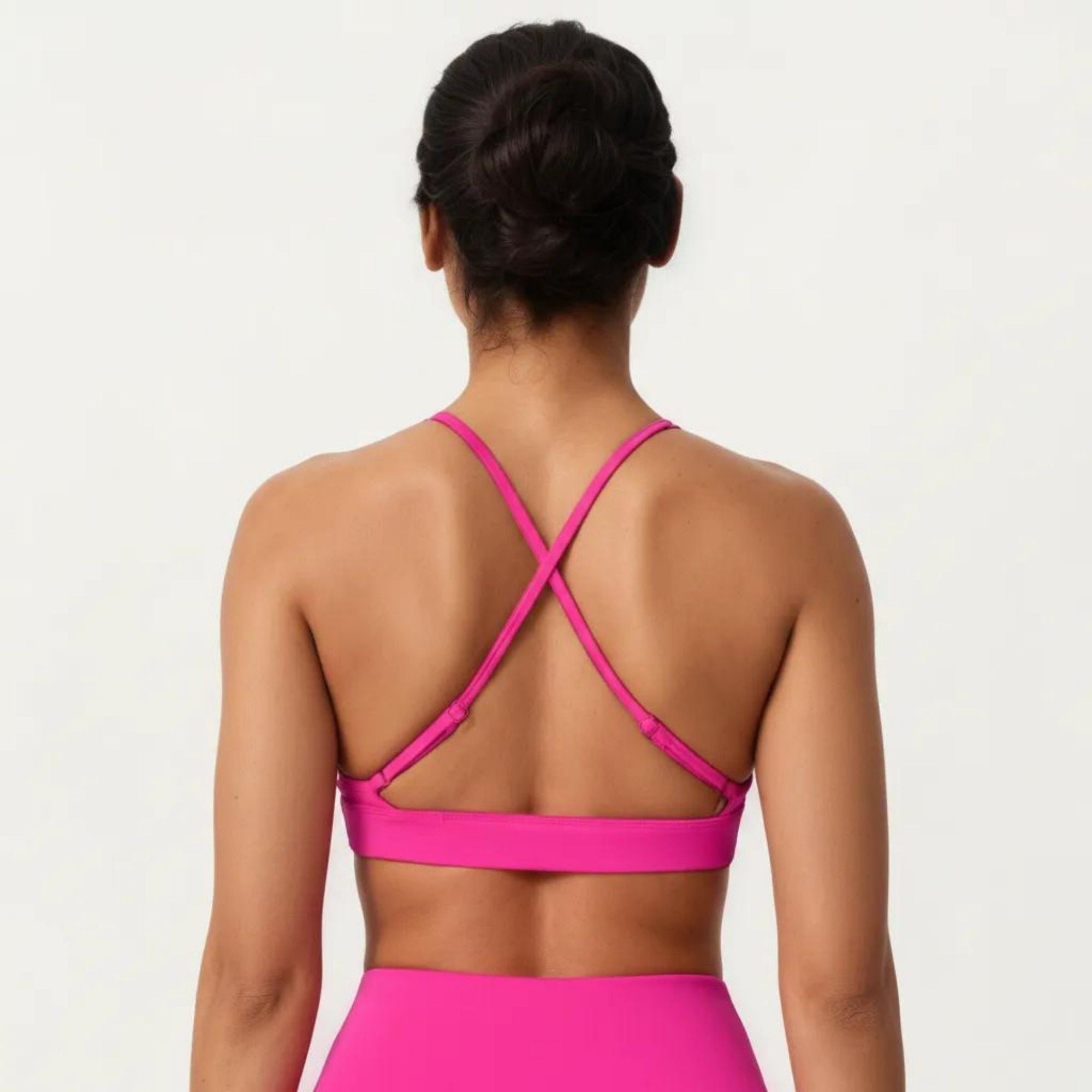 Anna-Kaci Active Women's Triangle Sports Bra with Adjustable Cross Back Straps and Smooth Band