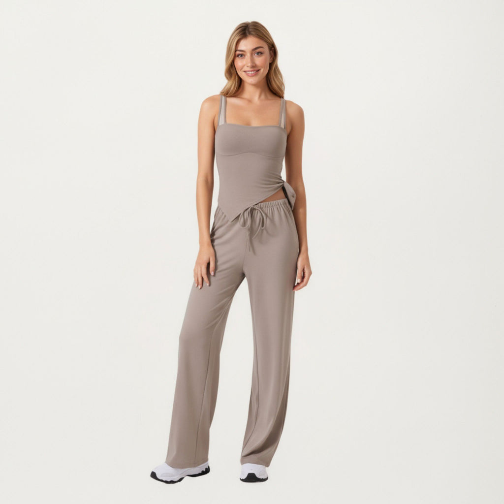 Anna-Kaci Active Women's High Waist Drawstring Wide Leg Sweatpants with Relaxed Fit