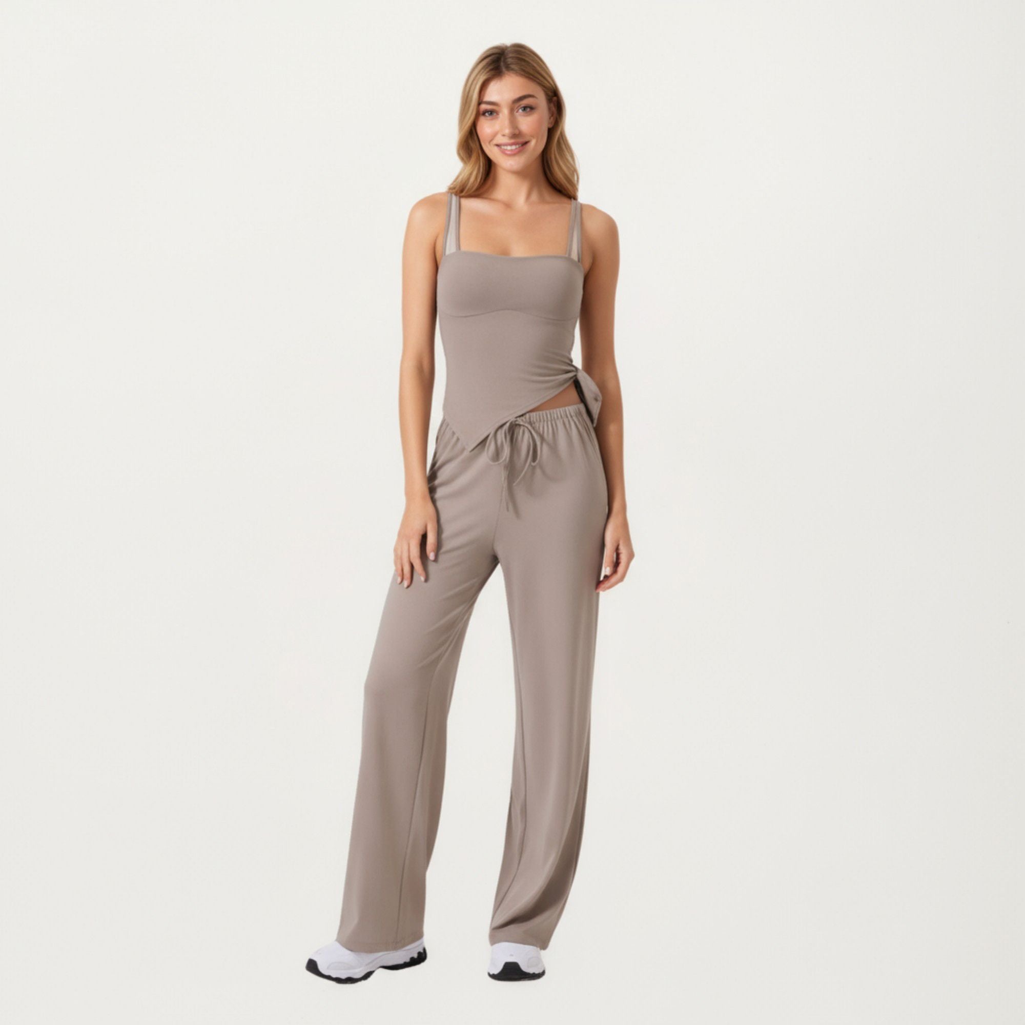 Anna-Kaci Active Women's High Waist Drawstring Wide Leg Sweatpants with Relaxed Fit