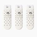 Anna-Kaci 3-Pair Soft Polka Dot Socks with Bow Embroidery and Ruffled Cuff Design
