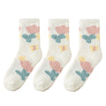 Anna-Kaci 3-Pair Fuzzy Floral Print Lounge Socks with Soft Texture and Cozy Fit
