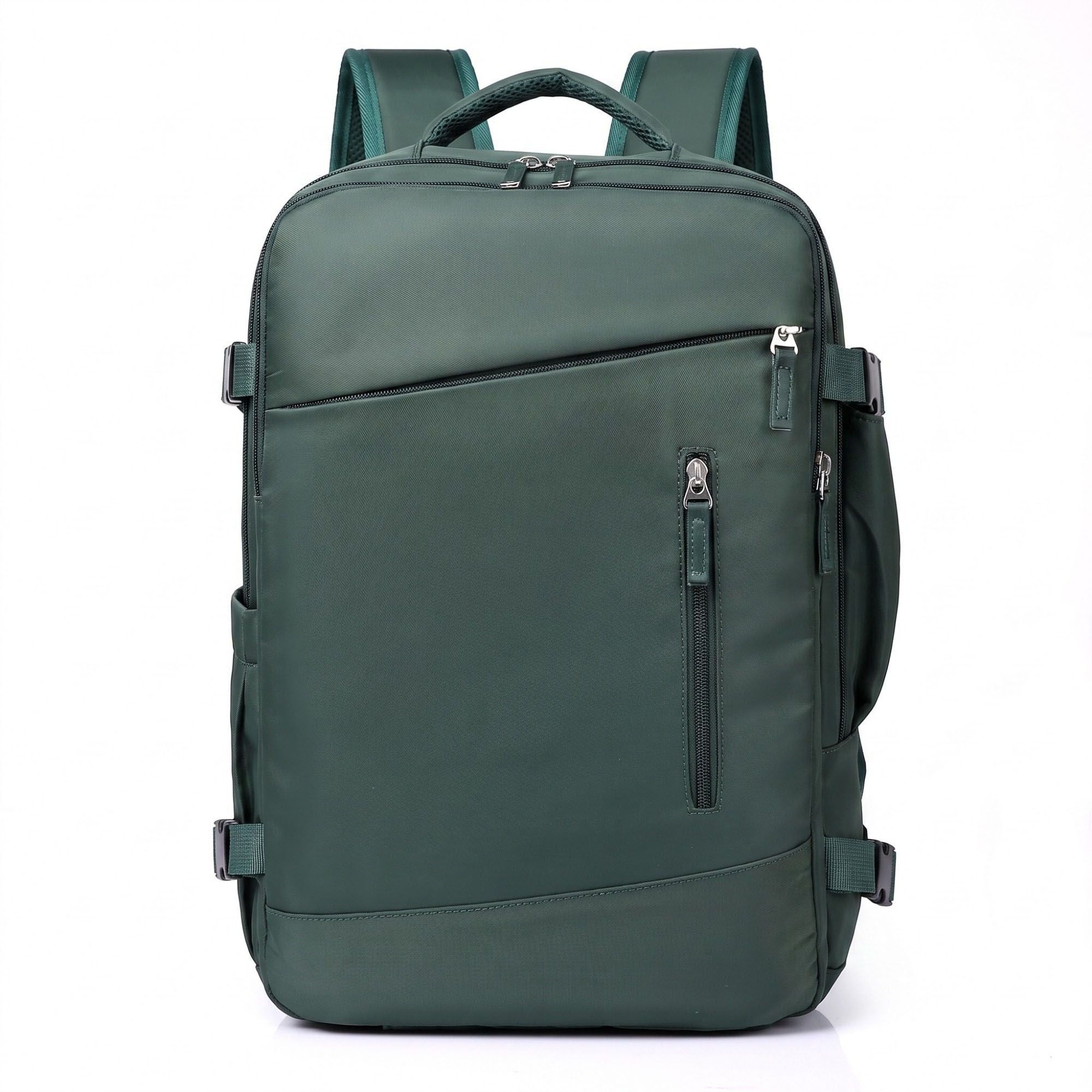 Multi-Compartment Travel Backpack with Padded Straps, Side Pockets and Compression Buckles