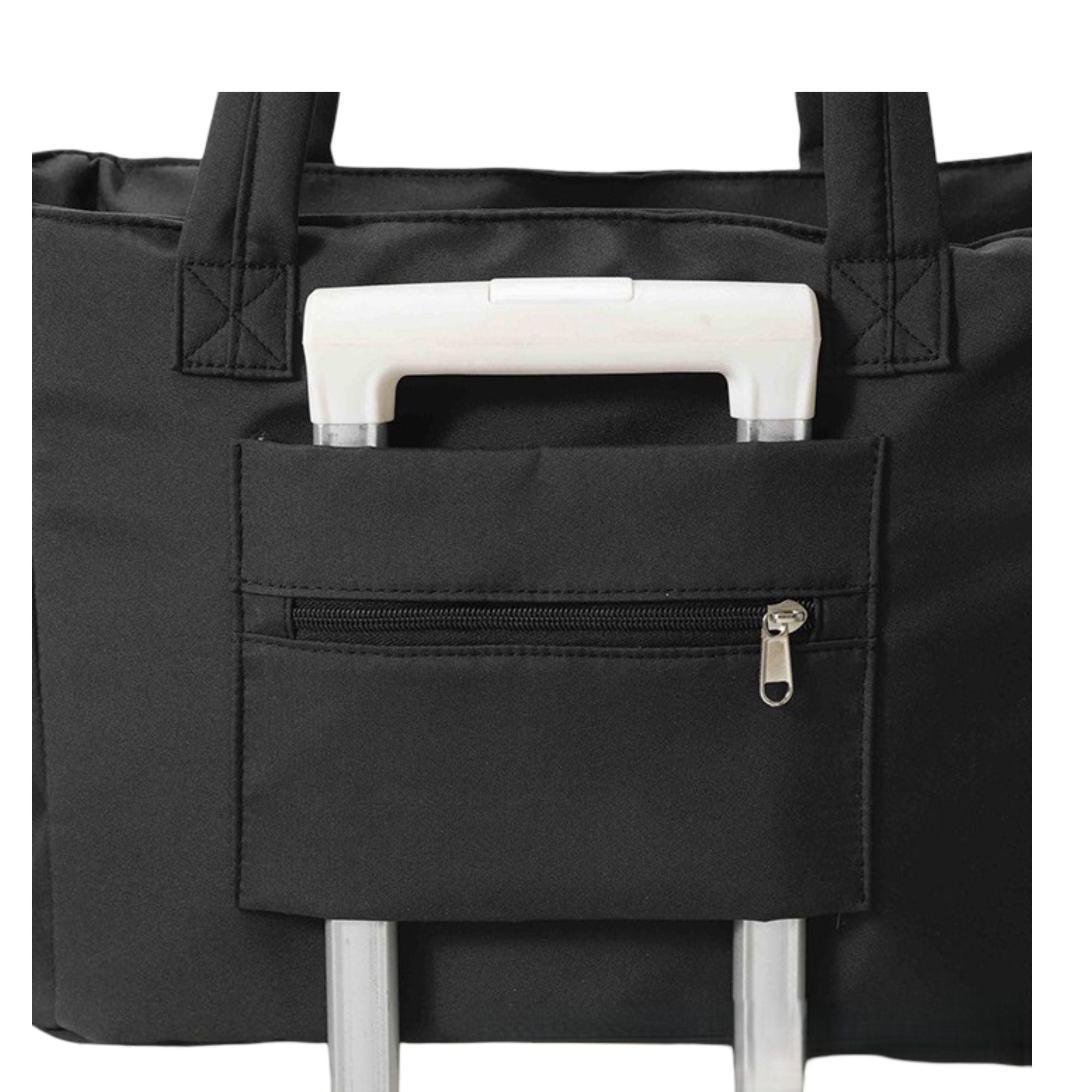 Canvas Tote Bag with Zipper Closure and Multiple Exterior Pockets