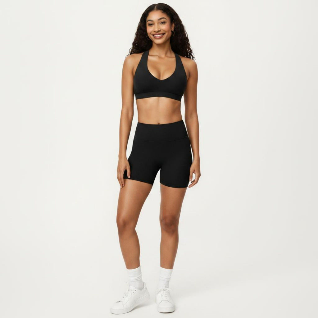 Anna-Kaci Active Women's Racerback Sports Bra with Scoop Neck and Open Back Cutout Design