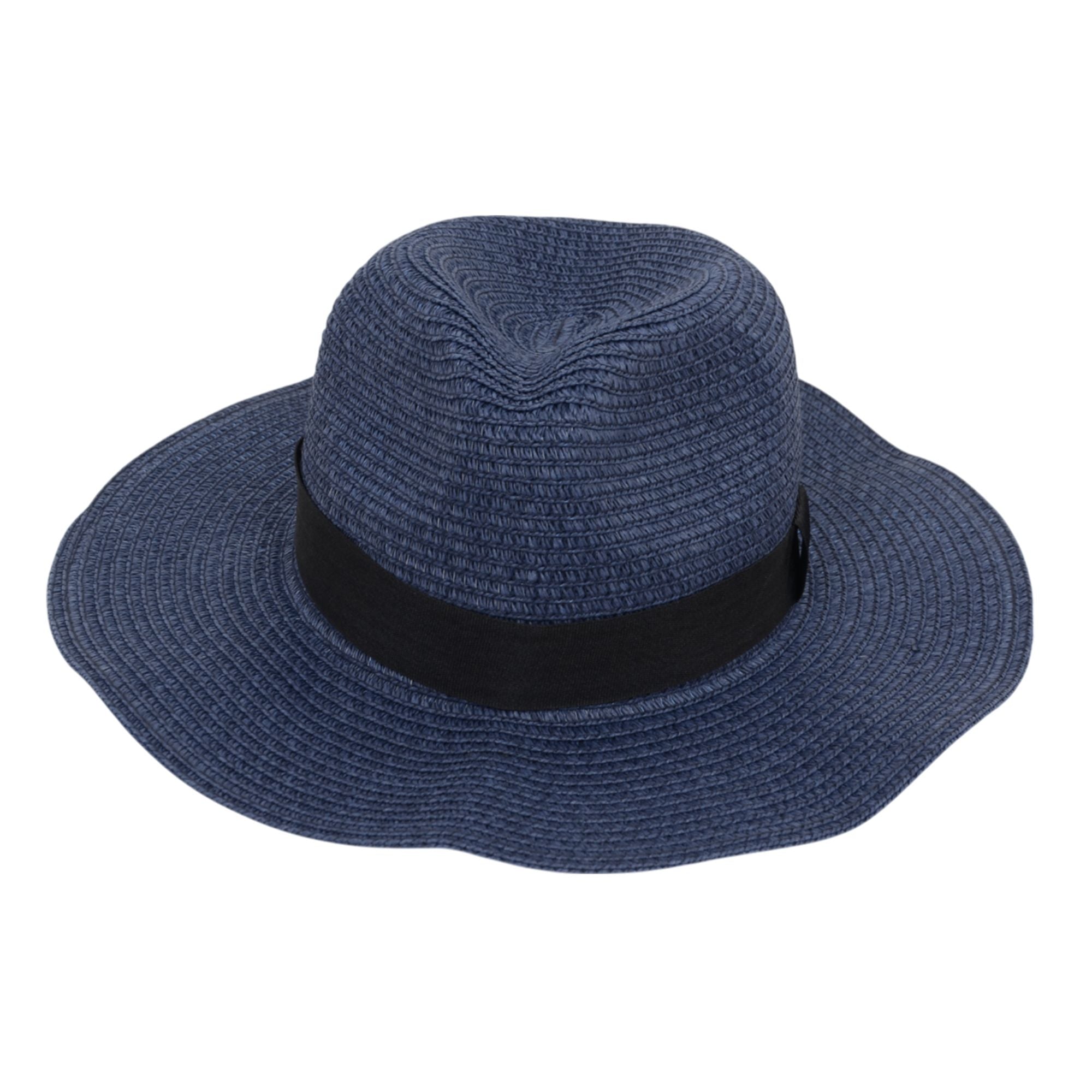 Anna-Kaci Wide Brim Straw Fedora Sun Hat with Black Band Lightweight Packable Summer Panama Hat for UV Protection