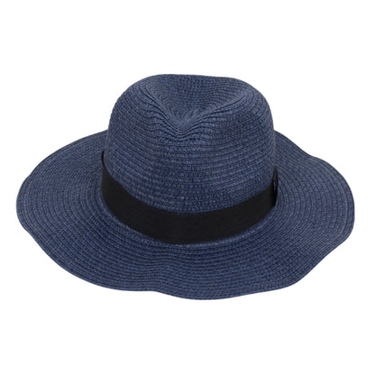 Anna-Kaci Wide Brim Straw Fedora Sun Hat with Black Band Lightweight Packable Summer Panama Hat for UV Protection