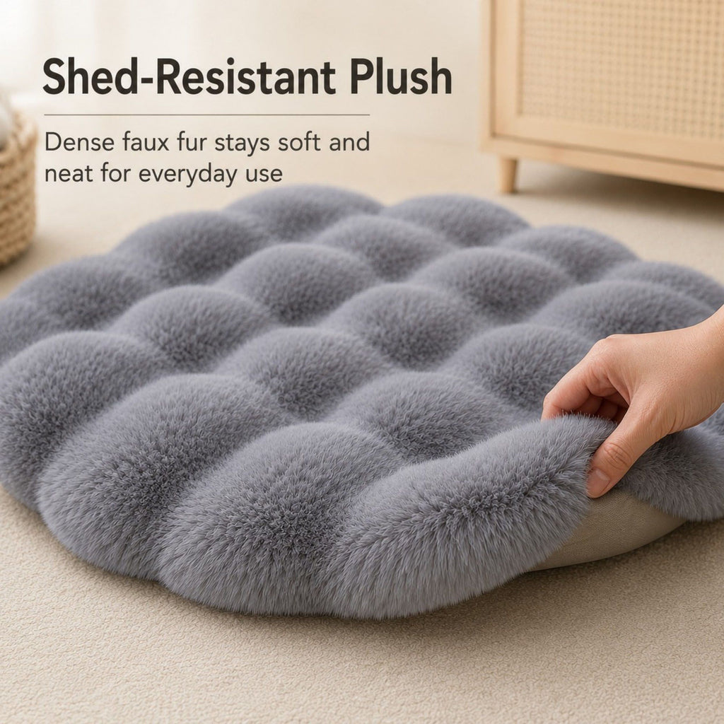 Bubble Plush Pet Mat for Cats and Small Dogs with Cushioned Wavy Fill Non-Slip Bottom Machine-Washable Design