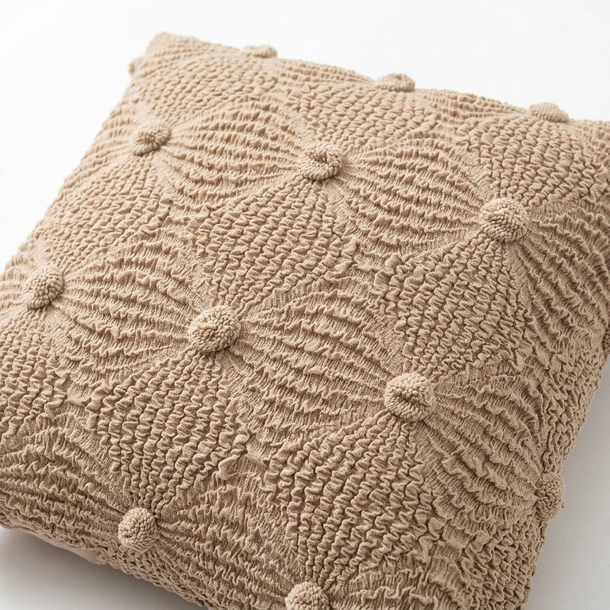 Textured Smocked Decorative Throw Pillow Cover for Home Decor 17.7 x 17.7in