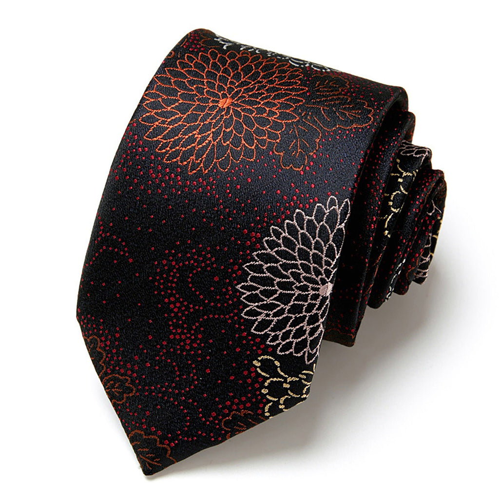 Men's Paisley Tie Gift Set with Matching Pocket Square Cufflinks and Silver Tie Clip