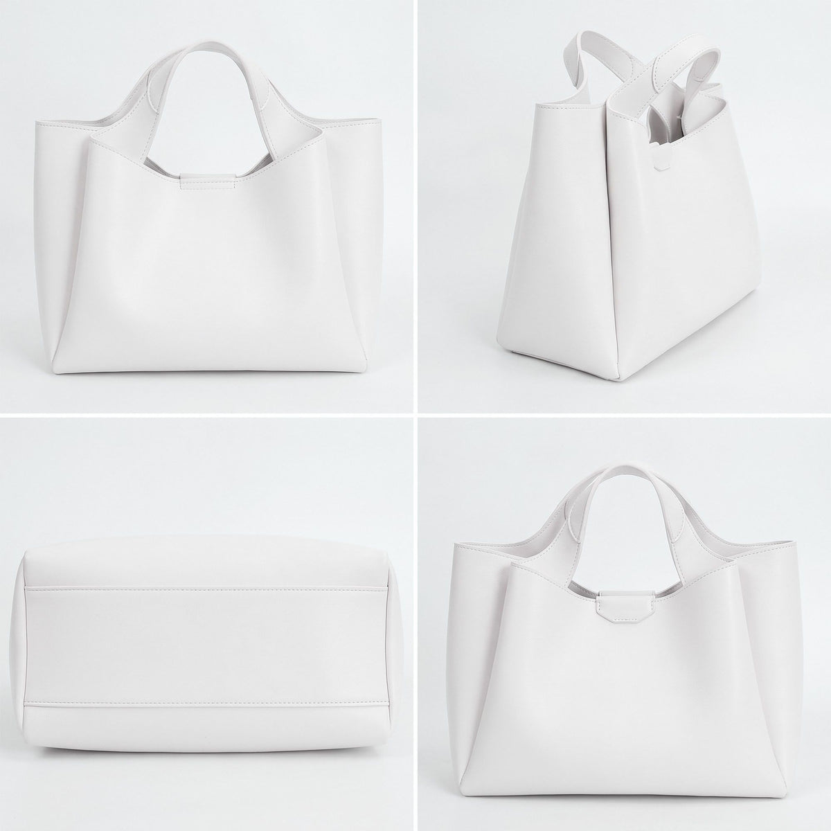 Structured Tote Handbag with Top Handles and Detachable Shoulder Strap