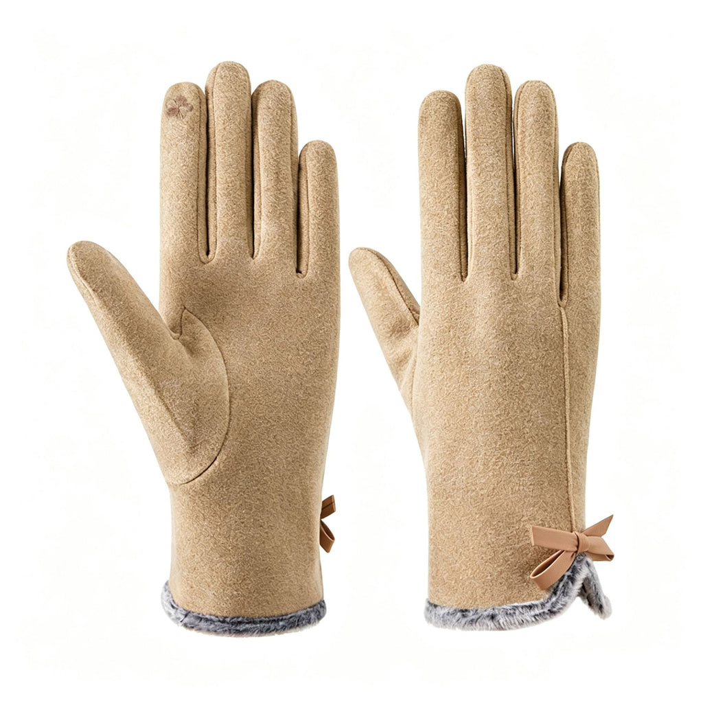 Bow Detail Fleece Lined Touchscreen Winter Gloves
