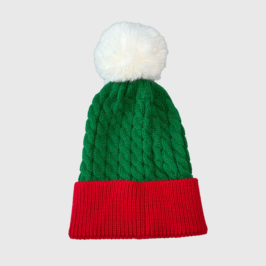 Anna-Kaci Women's Christmas Beanie Knit Hat with Faux Fur Pom-Pom for Holiday Winter Warmth