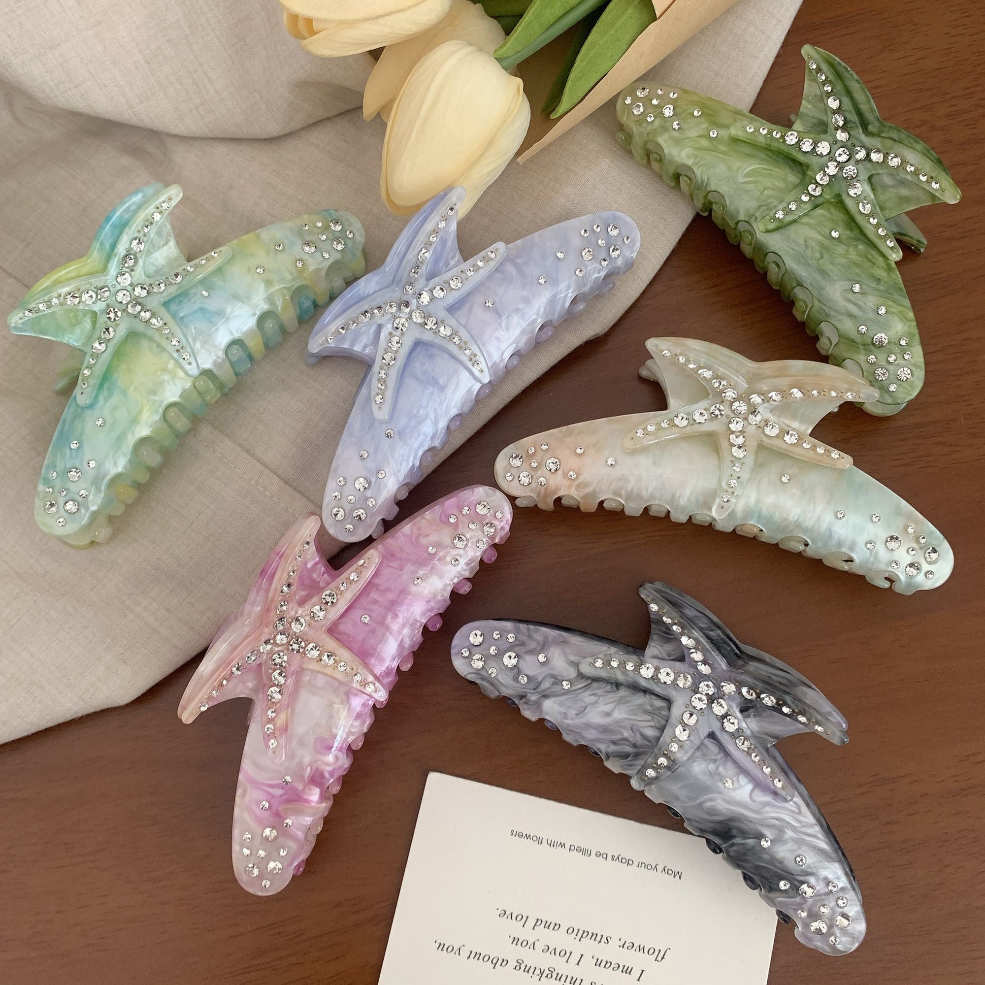 Starfish Hair Claw Clip Rhinestone Accent Hold Hair Clip Ocean Inspired Hair Accessory