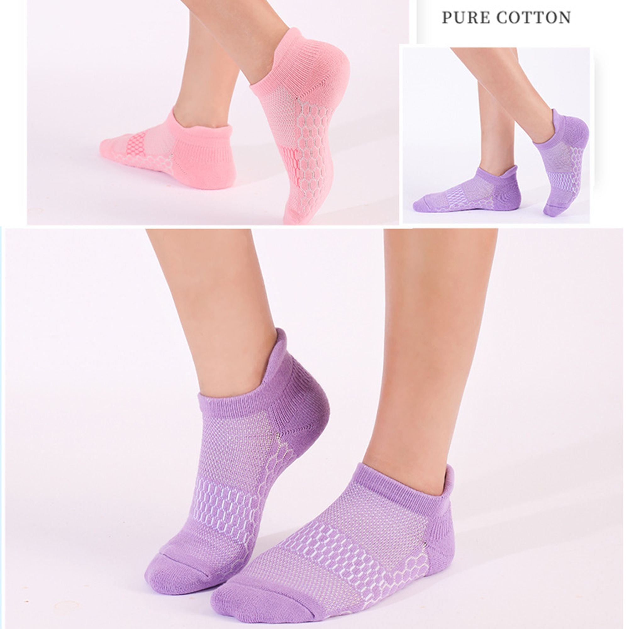 Anna-Kaci Women's 2-Pair Set Low-Cut Athletic Socks with Honeycomb Mesh Ventilation Arch Compression and Cushioned Heel Fit
