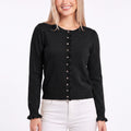 Ruffle Trim Button-Front Knit Cardigan