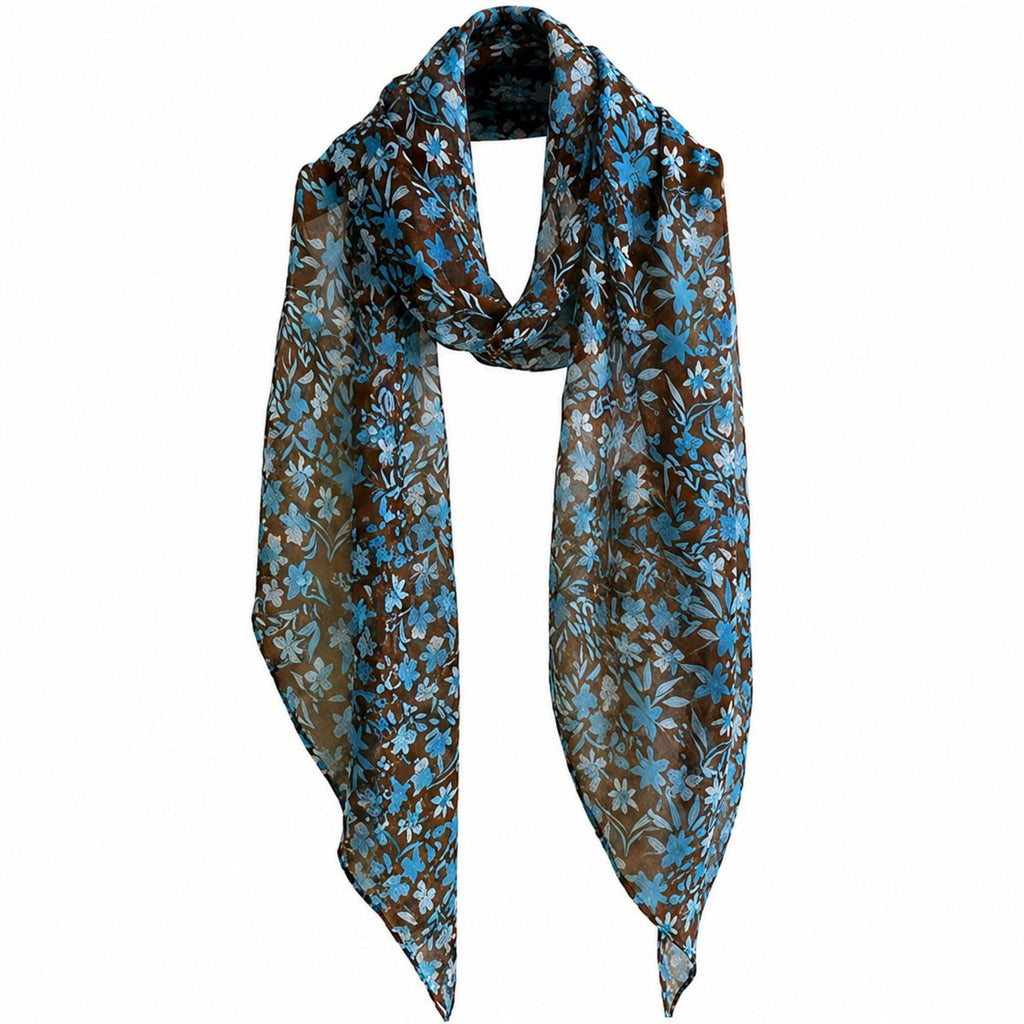 Lightweight Abstract Floral Sheer Long Scarf