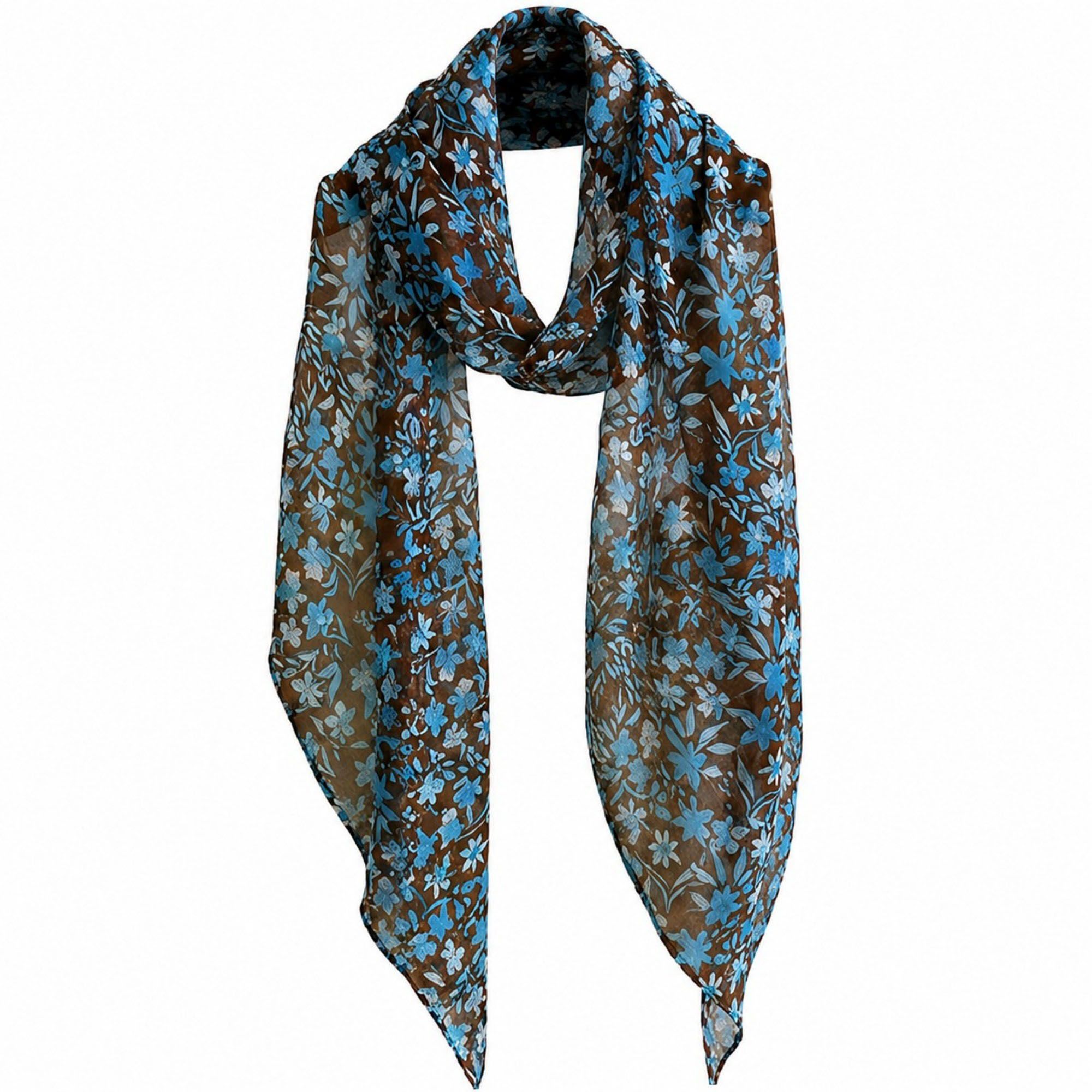 Lightweight Abstract Floral Sheer Long Scarf