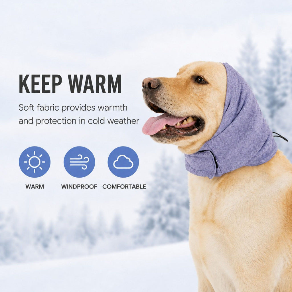 Adjustable Dog Ear Cover Head Wrap with Drawstring for Grooming, Noise Coverage and Cold Weather