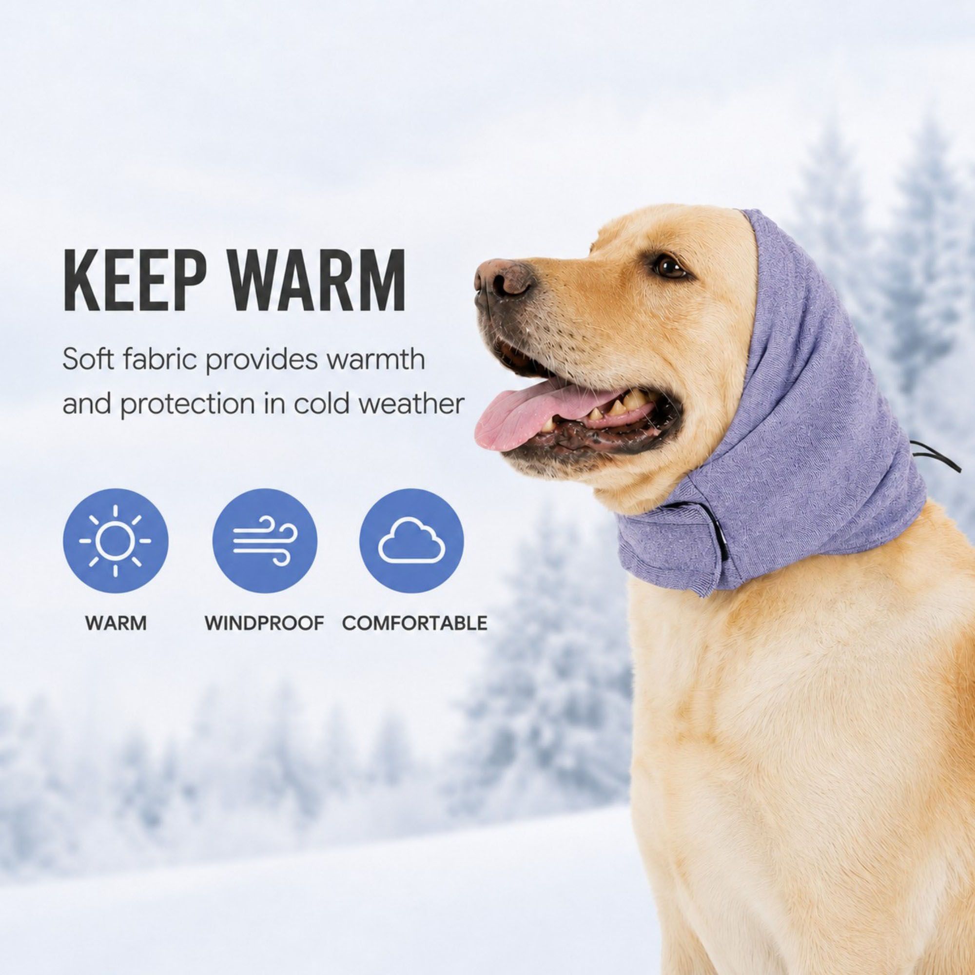 Adjustable Dog Ear Cover Head Wrap with Drawstring for Grooming, Noise Coverage and Cold Weather