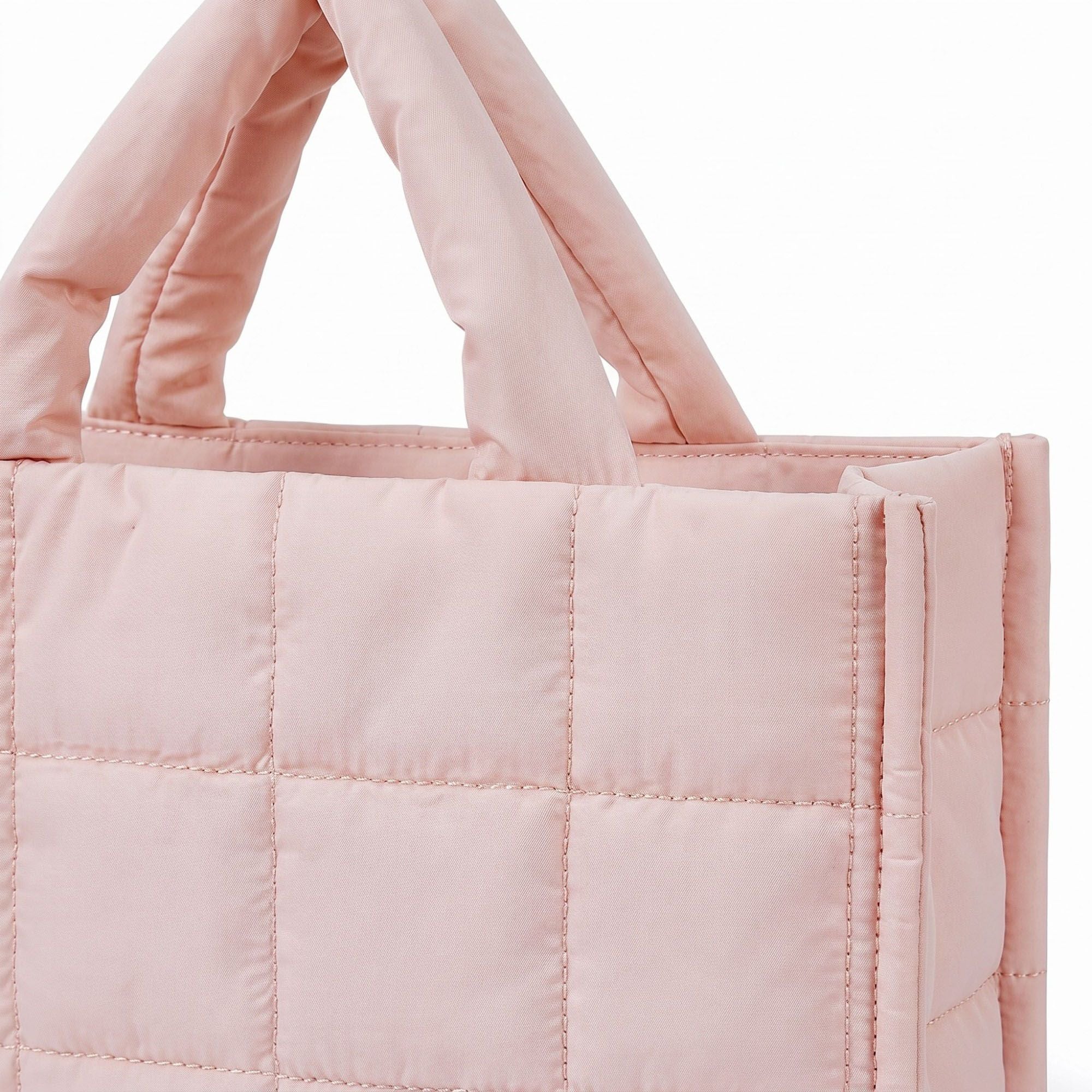 Quilted Puffer Tote Bag with Top Handles and Adjustable Crossbody Strap 11x10x5.5in
