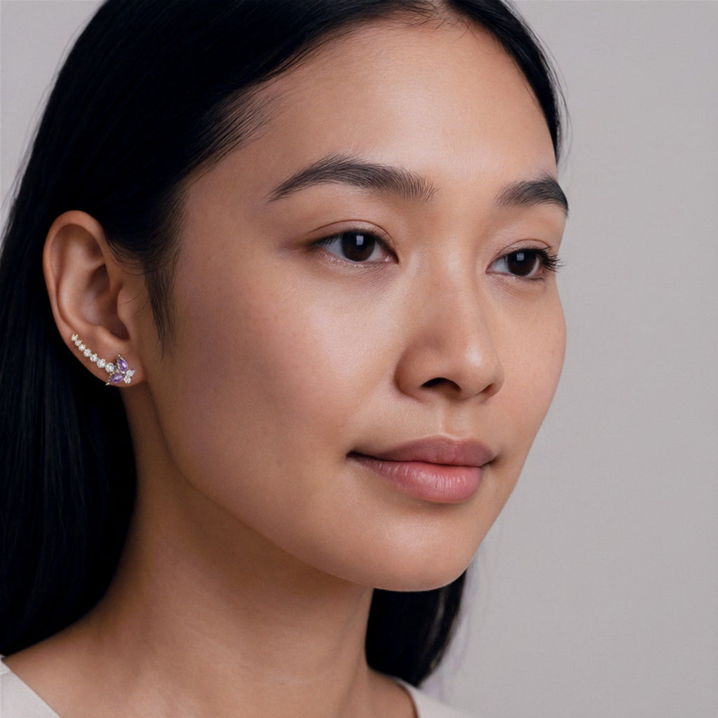 Butterfly Crystal Earrings with Graduated Stone Accents and Delicate Winged Design for a Sparkling Feminine Elegant Look