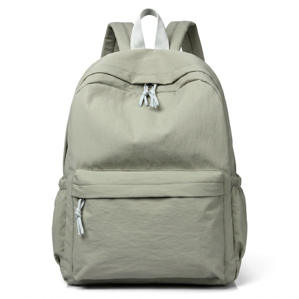 Lightweight Crinkle Multi-Pocket Backpack with Padded Straps and Side Pockets