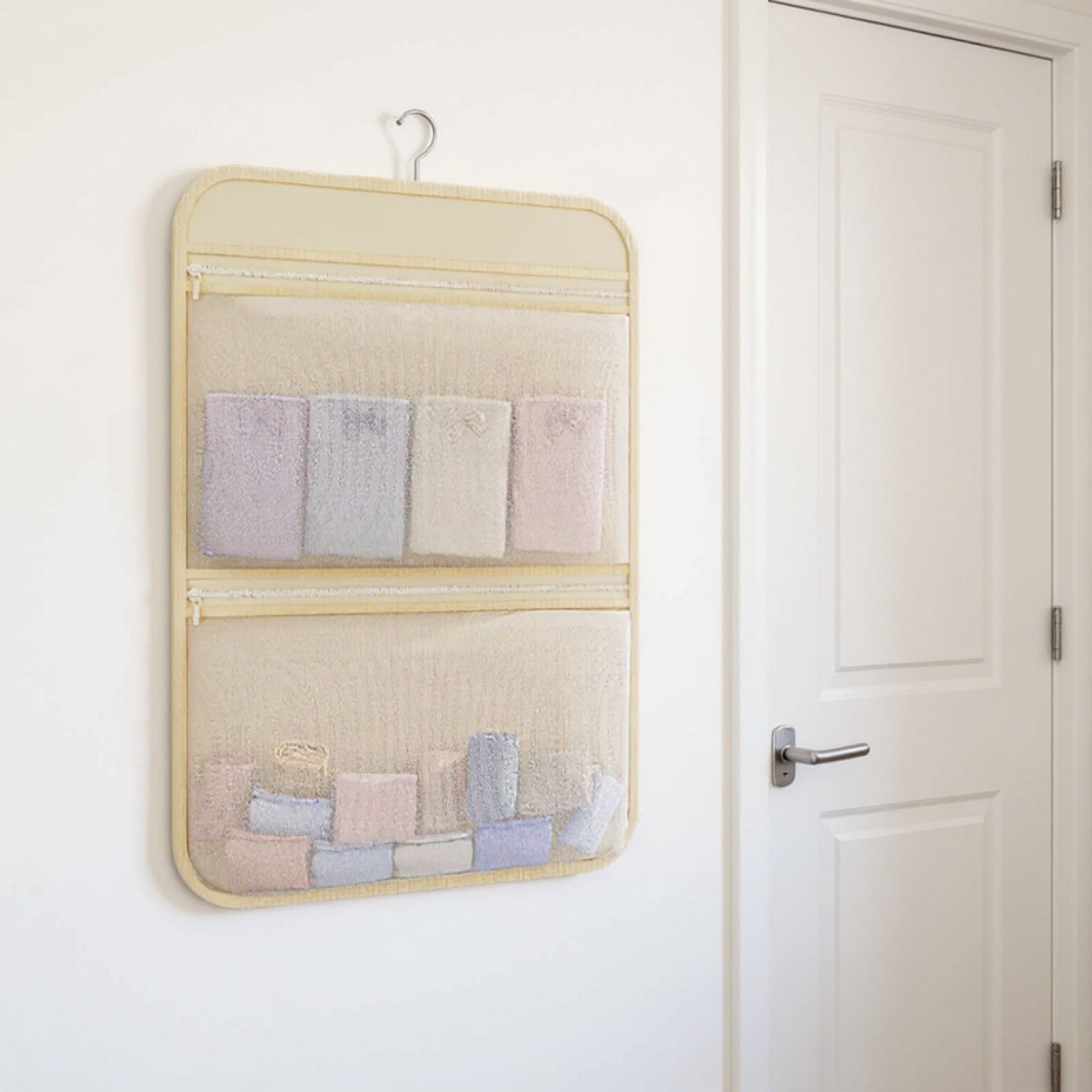 Anna-Kaci 2pcs Women's Hanging Organizer with Dual Zippered Compartments Space-Saving Storage Design for Closets Bathrooms