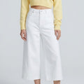 High-Waisted Cropped Wide-Leg Denim Trousers