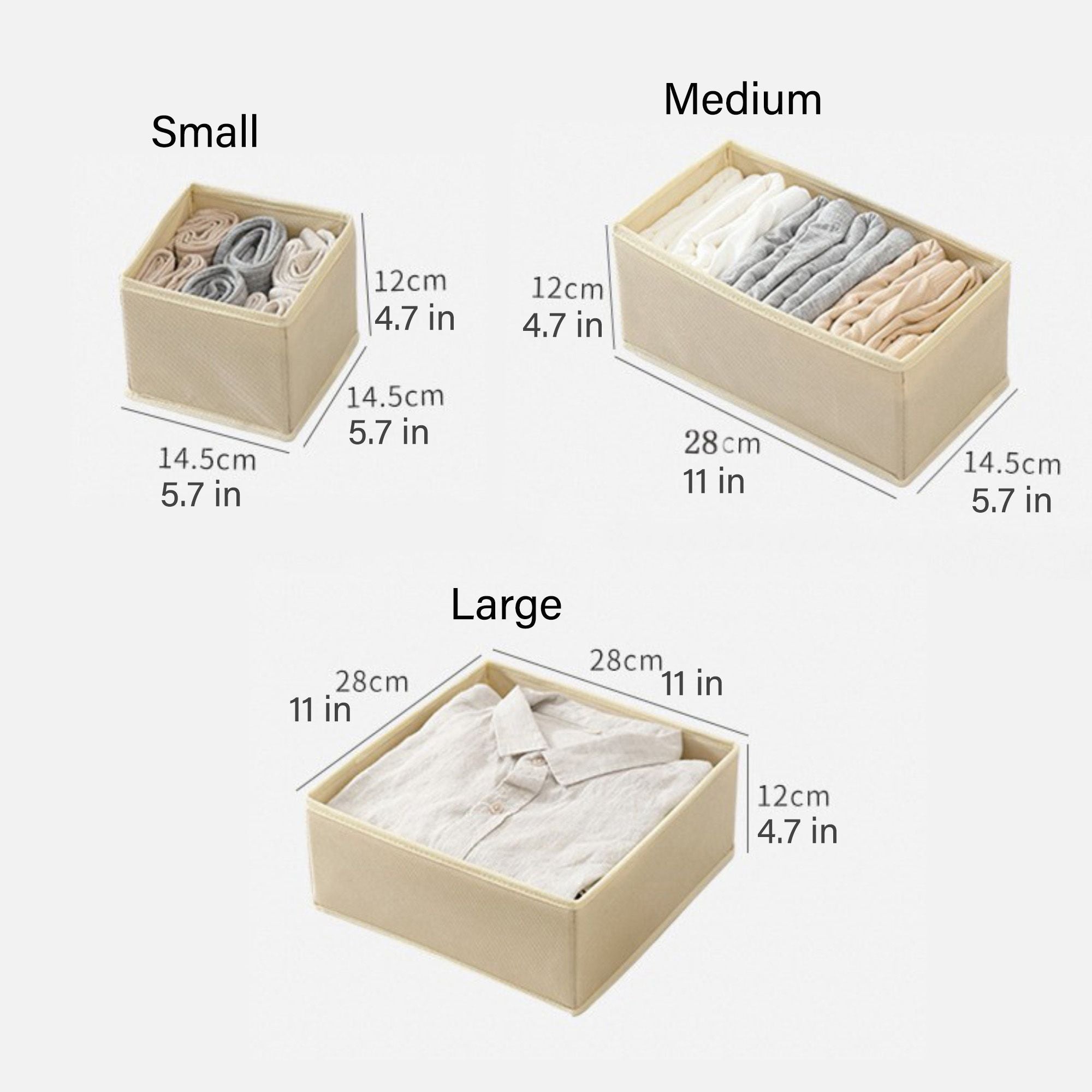 6 Piece Drawer Organizer Set Closet Storage Bins for Underwear Socks Foldable Storage Boxes