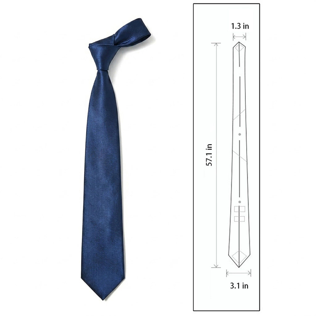 Men's Subtle Ribbed Texture Solid Tie Classic Necktie 57 Inch Length 3.1 Inch Width Formal Business Accessory