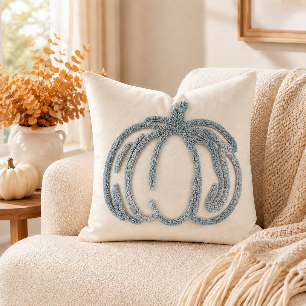 Tufted Pumpkin Throw Pillow Cover for Couch Bed and Chair