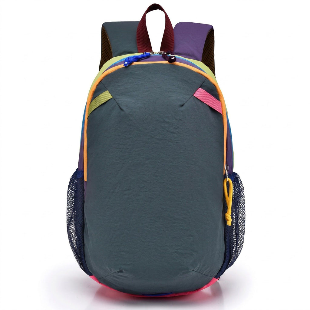 Colorblock Multi-Compartment Backpack with Padded Shoulder Straps and Dual Mesh Side Pockets