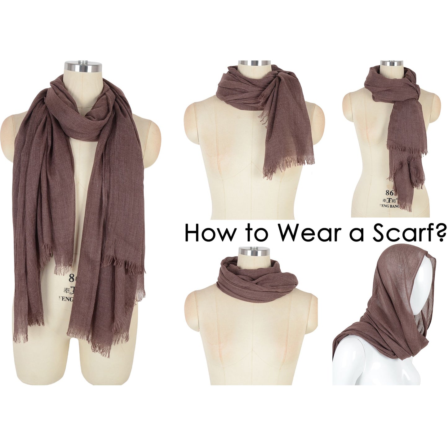Anna-Kaci Lightweight Solid Cotton Linen Scarf Large Long Gauze Beach Wrap Shawl 78 Inches