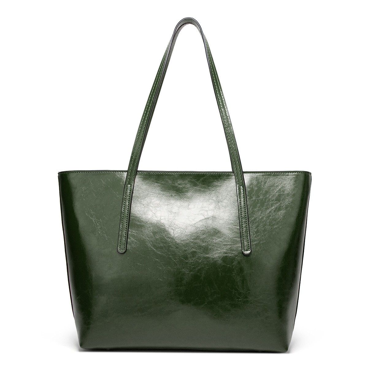 Large Faux Leather Tote Bag with Zip Closure and Interior Pockets