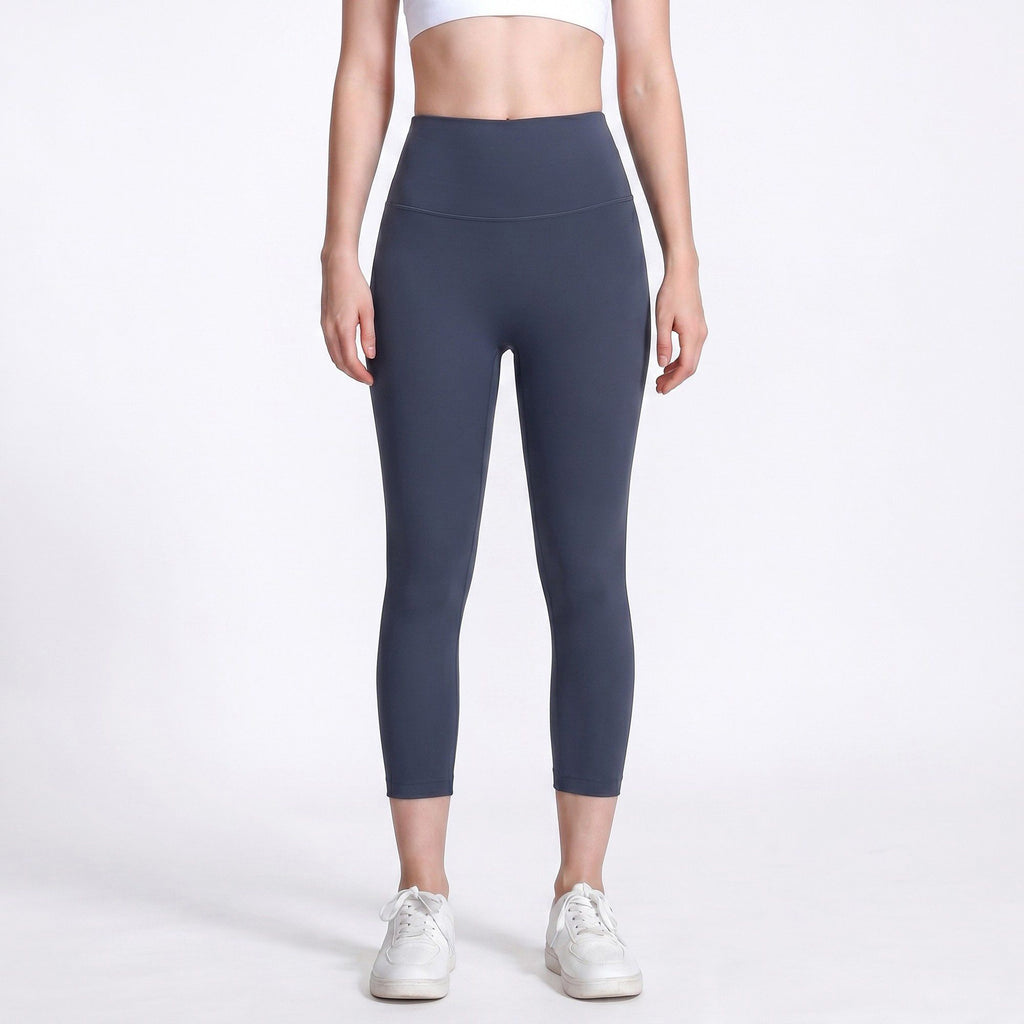 High Waist Capri Leggings with Wide Waistband Smooth Stretch Workout Yoga Pants