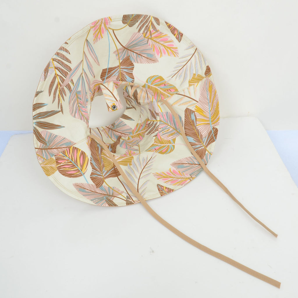 Anna-Kaci Wide Brim Sun Hat with Ponytail Hole Neck Tie Closure and Patterned Lining for UV Protection and Outdoor Style