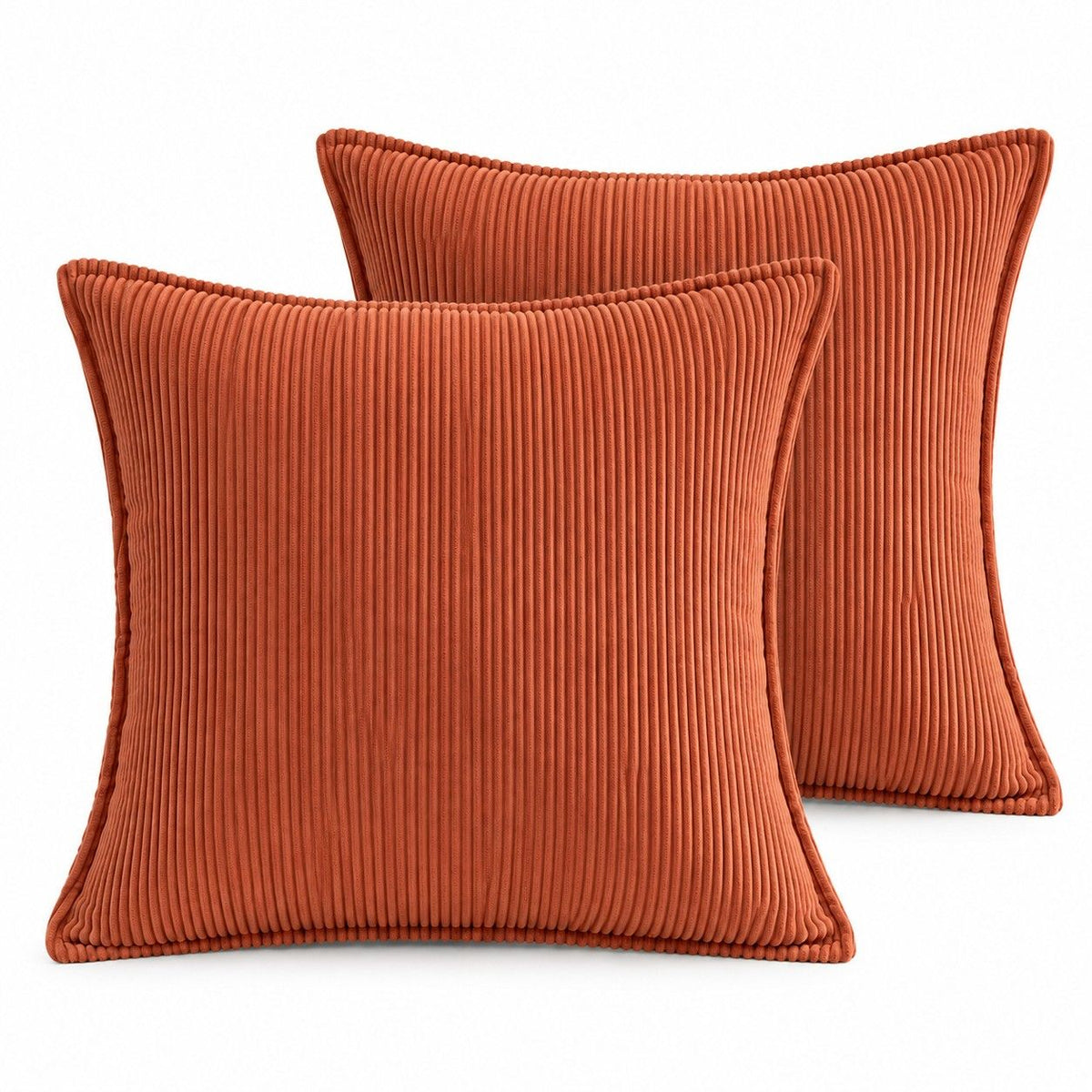 2 Pack Soft Ribbed Corduroy Throw Pillow Covers 18 x 18 Inch Solid Color