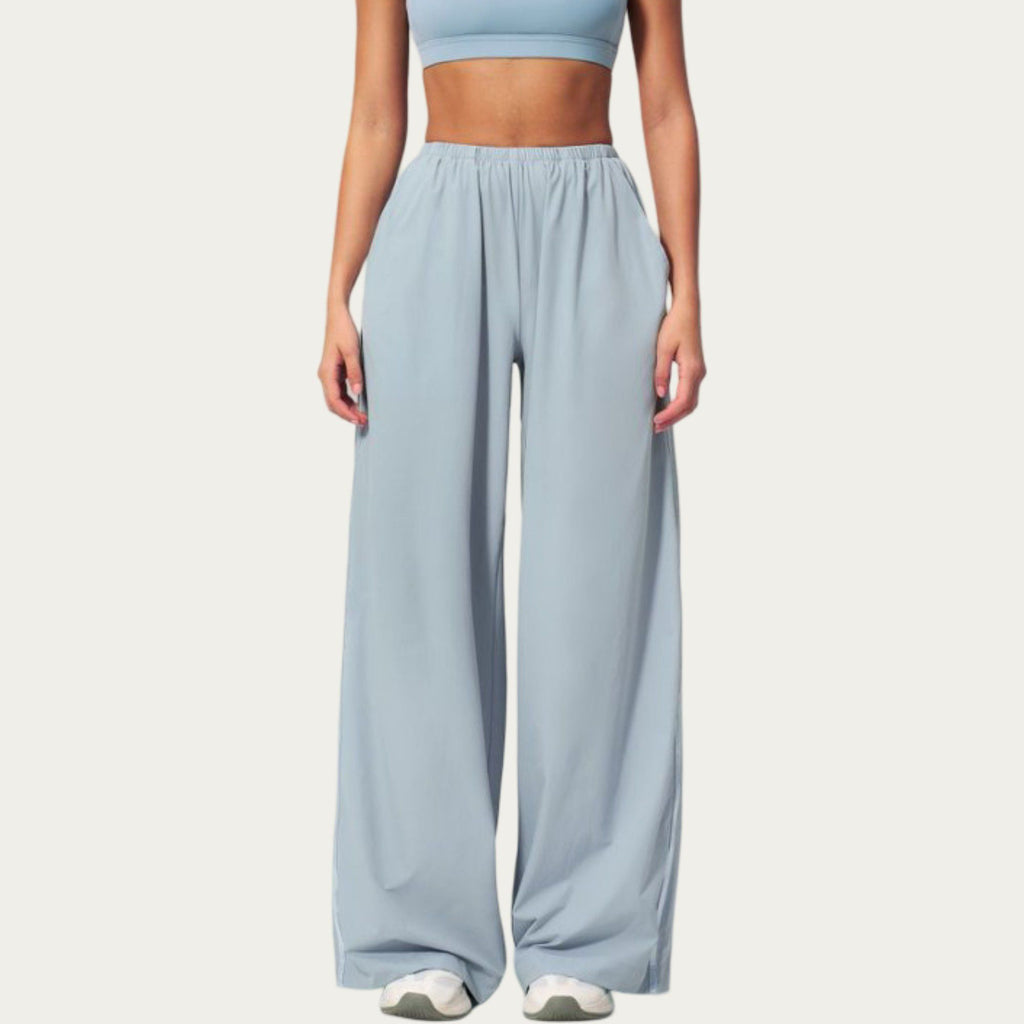 Anna-Kaci Active Women's Wide Leg Lounge Pants with Elastic Waistband and Relaxed Draped Fit