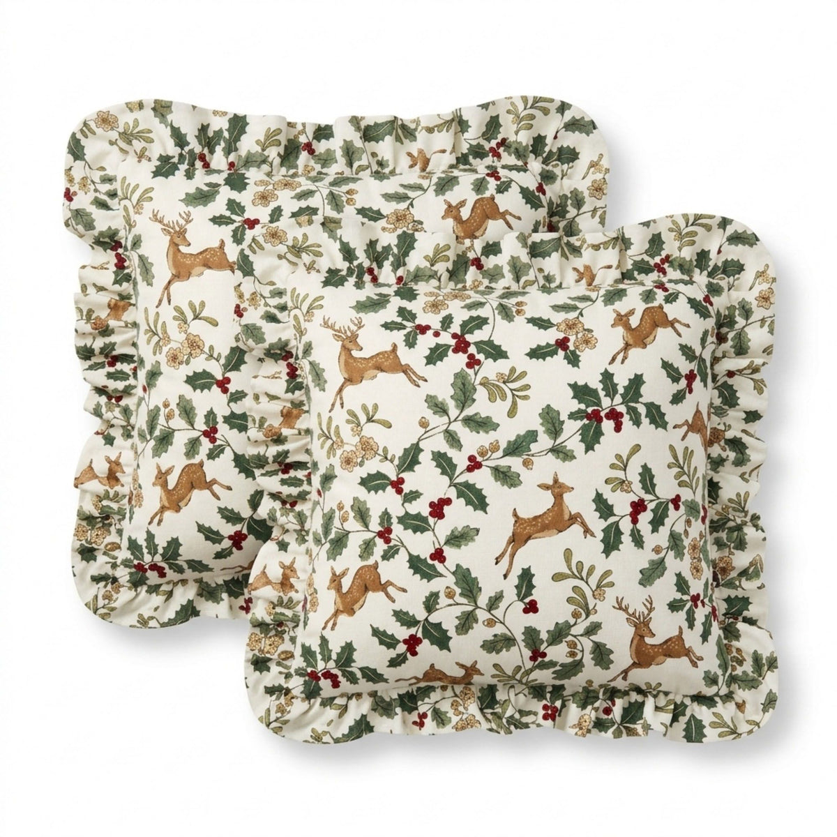 2 Pack Christmas Tree Ruffle Decorative Throw Pillow Covers